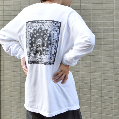 【MODISH GAZE】天竺ピグメント加工バンダナ プリント ロンT