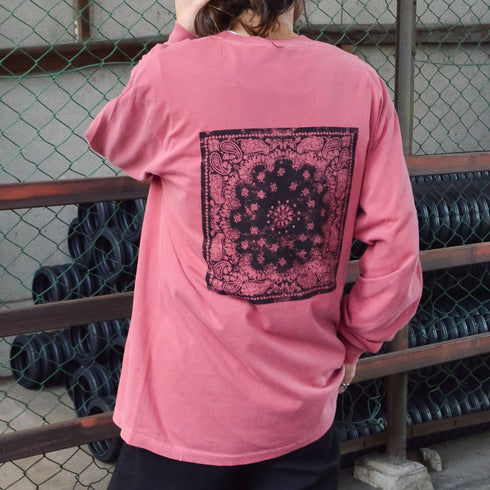 【MODISH GAZE】天竺ピグメント加工バンダナ プリント ロンT