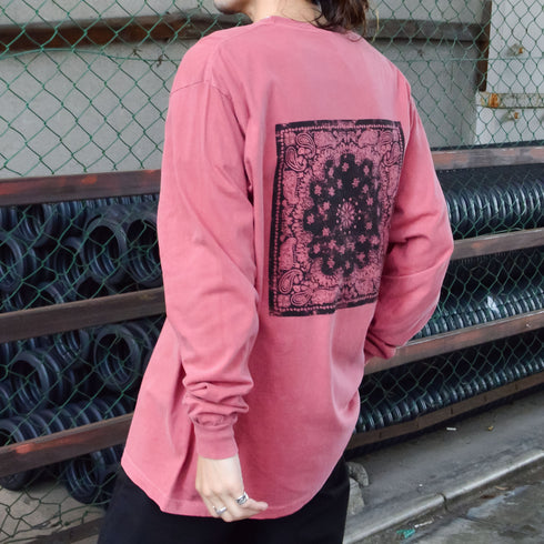 【MODISH GAZE】天竺ピグメント加工バンダナ プリント ロンT