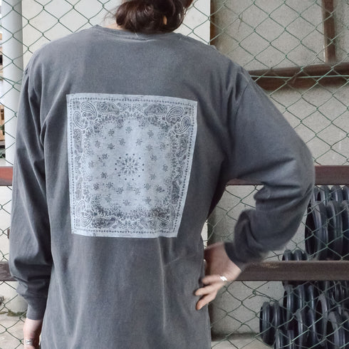 【MODISH GAZE】天竺ピグメント加工バンダナ プリント ロンT