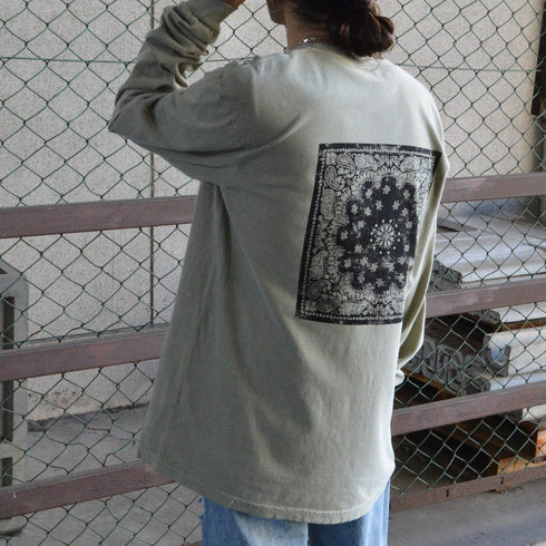 【MODISH GAZE】天竺ピグメント加工バンダナ プリント ロンT