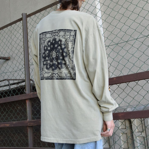 【MODISH GAZE】天竺ピグメント加工バンダナ プリント ロンT