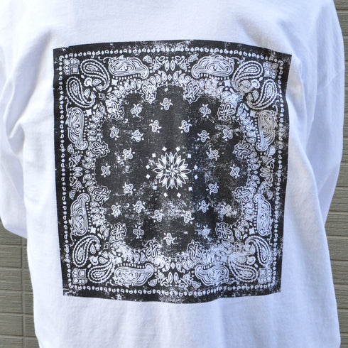 【MODISH GAZE】天竺ピグメント加工バンダナ プリント ロンT