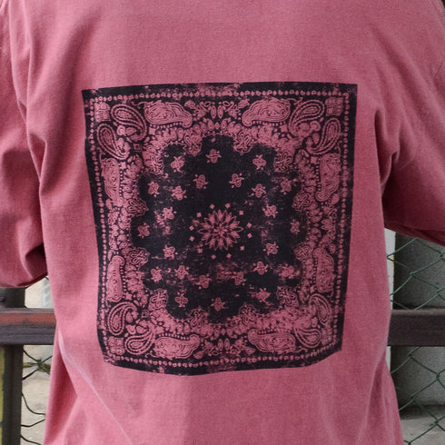 【MODISH GAZE】天竺ピグメント加工バンダナ プリント ロンT