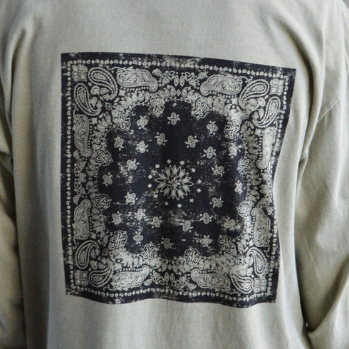 【MODISH GAZE】天竺ピグメント加工バンダナ プリント ロンT