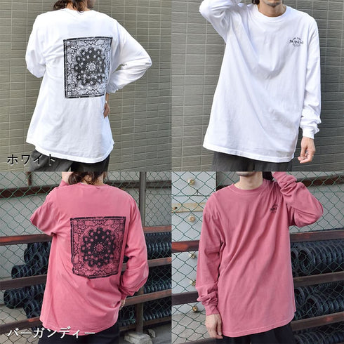 【MODISH GAZE】天竺ピグメント加工バンダナ プリント ロンT