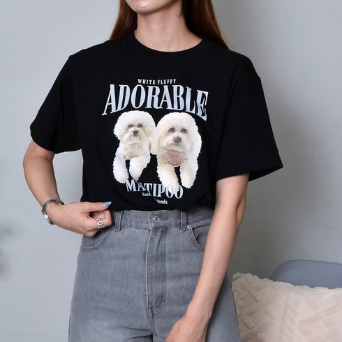 【MODISH GAZE】DOGプリントアニマルTシャツ