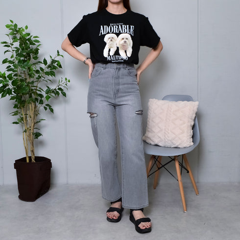 【MODISH GAZE】DOGプリントアニマルTシャツ