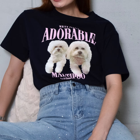 【MODISH GAZE】DOGプリントアニマルTシャツ