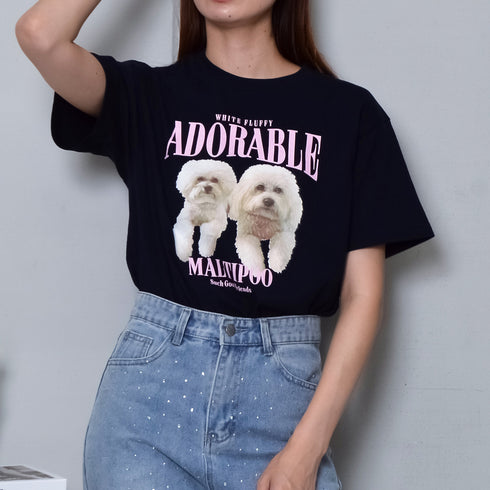 【MODISH GAZE】DOGプリントアニマルTシャツ