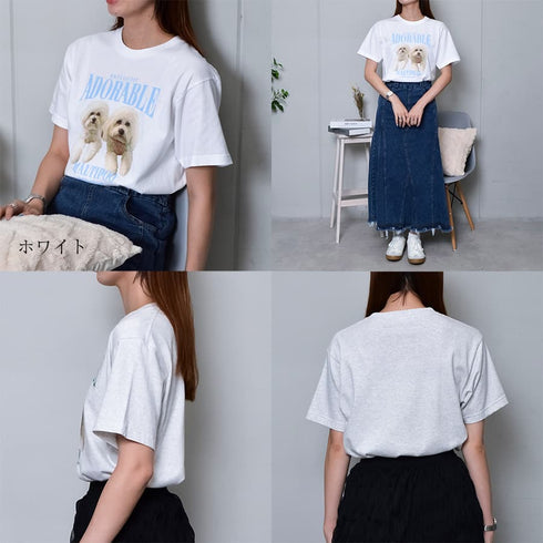 【MODISH GAZE】DOGプリントアニマルTシャツ