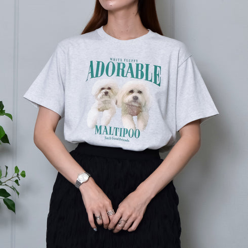 【MODISH GAZE】DOGプリントアニマルTシャツ