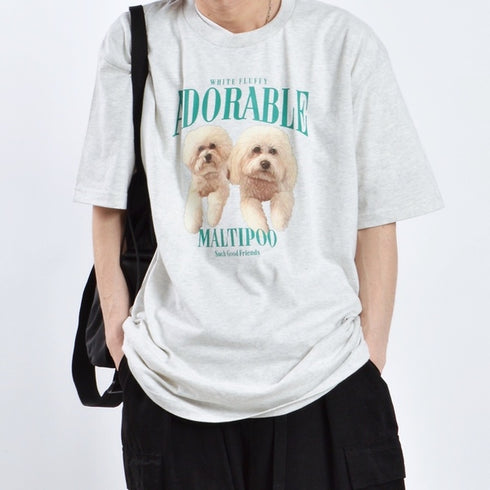 【MODISH GAZE】DOGプリントアニマルTシャツ
