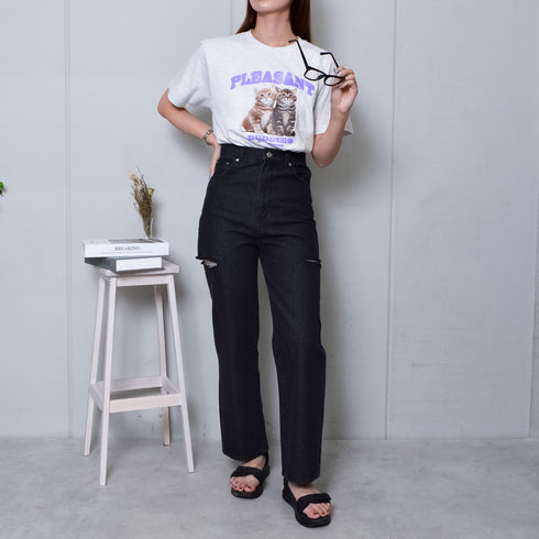 【MODISH GAZE】CATプリントアニマルTシャツ