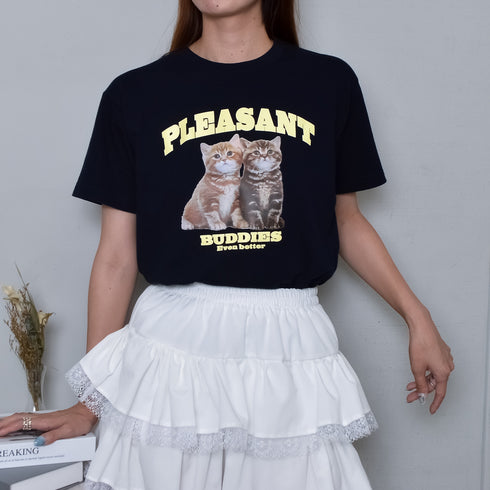 【MODISH GAZE】CATプリントアニマルTシャツ