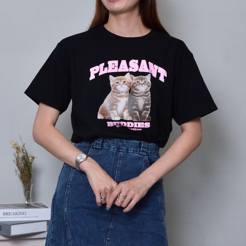 【MODISH GAZE】CATプリントアニマルTシャツ