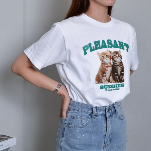 【MODISH GAZE】CATプリントアニマルTシャツ