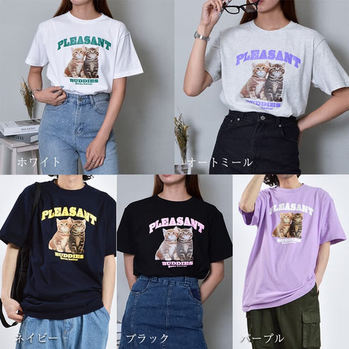 【MODISH GAZE】CATプリントアニマルTシャツ