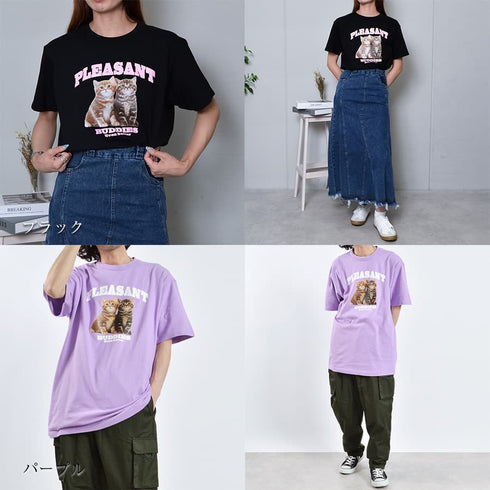 【MODISH GAZE】CATプリントアニマルTシャツ