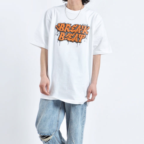 【MODISH GAZE】7.4スーパーヘビーオンス 発泡プリント グラフィック半袖Tシャツ BREAK BEAT