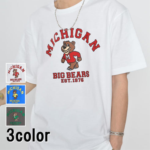 【MODISH GAZE】MICHIGANクマプリントTシャツ