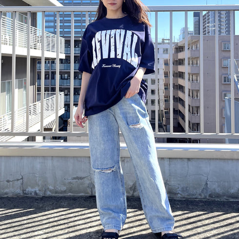 【RGY】REVIVAL 発泡PT ビッグシルエットTシャツ