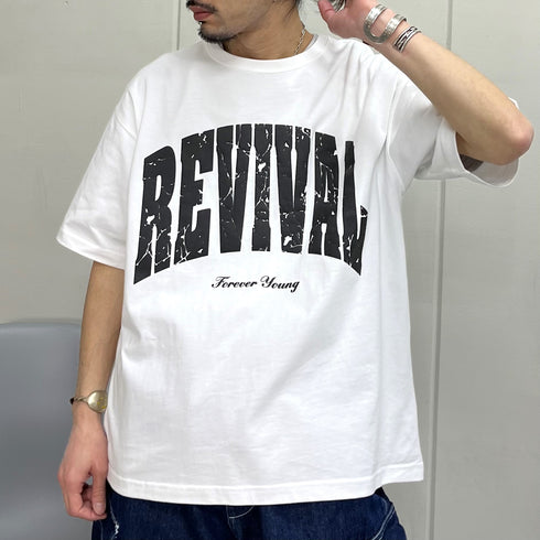【RGY】REVIVAL 発泡PT ビッグシルエットTシャツ