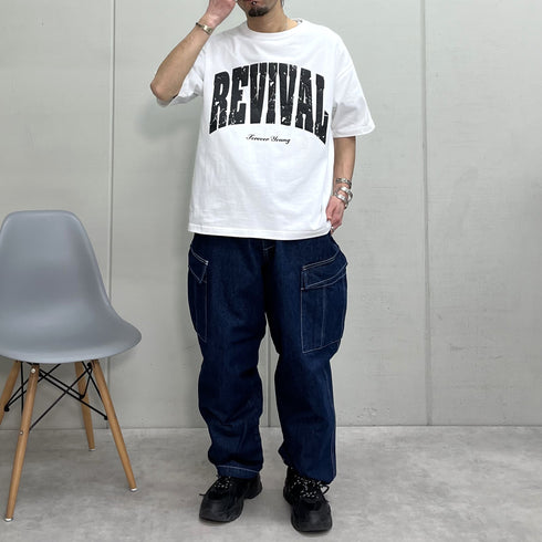 【RGY】REVIVAL 発泡PT ビッグシルエットTシャツ
