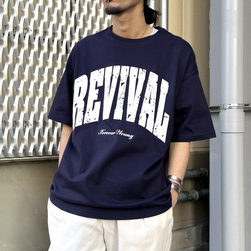 【RGY】REVIVAL 発泡PT ビッグシルエットTシャツ
