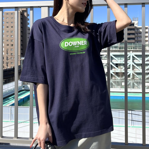 【RGY】DOWNER オーバルロゴ ビッグシルエットTシャツ