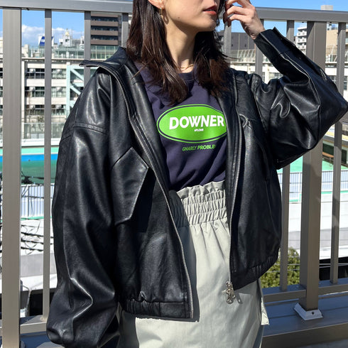 【RGY】DOWNER オーバルロゴ ビッグシルエットTシャツ