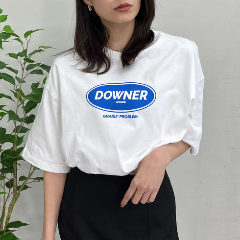 【RGY】DOWNER オーバルロゴ ビッグシルエットTシャツ