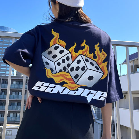 【RGY】ダイス両面プリント ビッグシルエットTシャツ