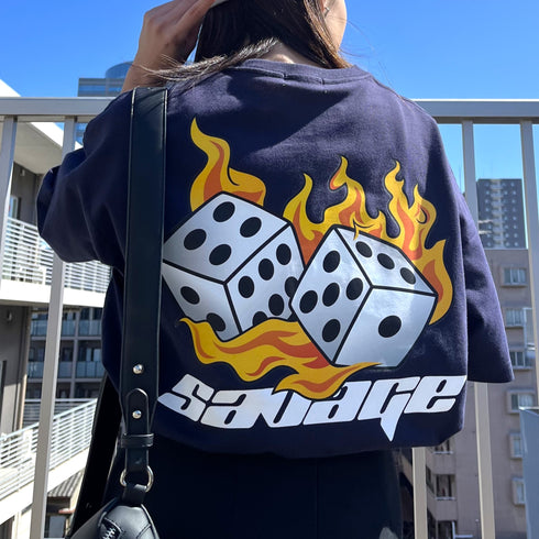 【RGY】ダイス両面プリント ビッグシルエットTシャツ