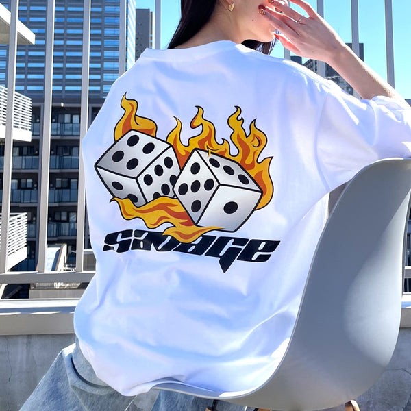 【RGY】ダイス両面プリント ビッグシルエットTシャツ