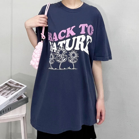 BACK TO NATURE ピグメント加工 ビッグシルエットTシャツ