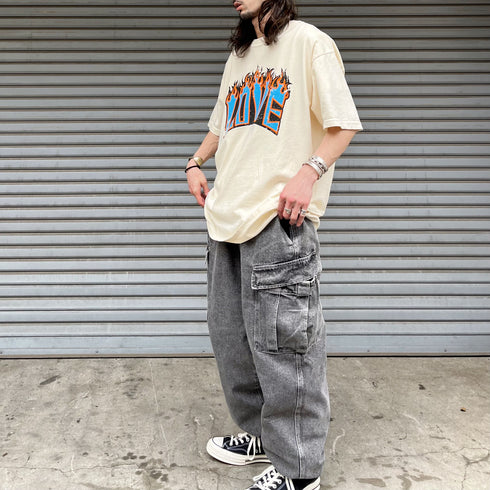 【MODISH GAZE】LOVEロゴプリント ピグメント加工 ビッグシルエットTシャツ