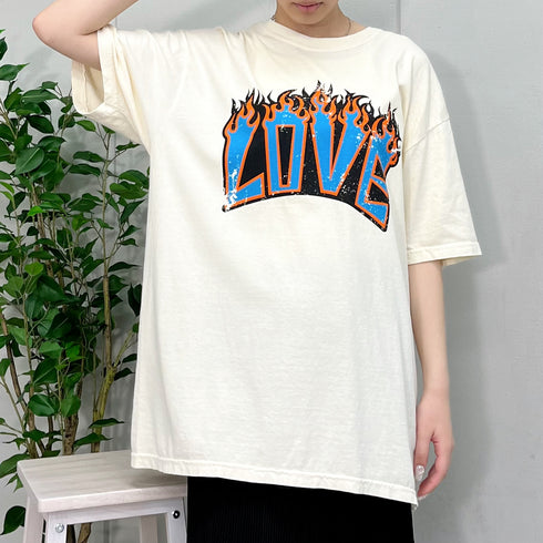 【MODISH GAZE】LOVEロゴプリント ピグメント加工 ビッグシルエットTシャツ