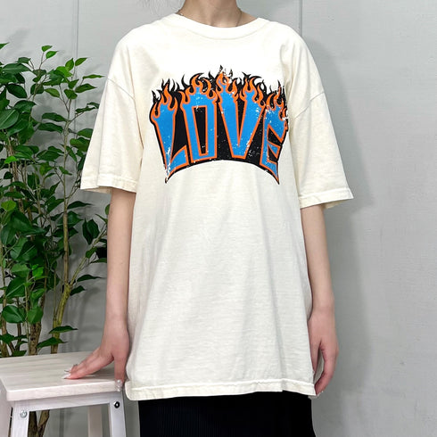【MODISH GAZE】LOVEロゴプリント ピグメント加工 ビッグシルエットTシャツ