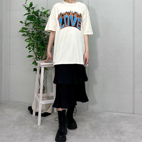 【MODISH GAZE】LOVEロゴプリント ピグメント加工 ビッグシルエットTシャツ