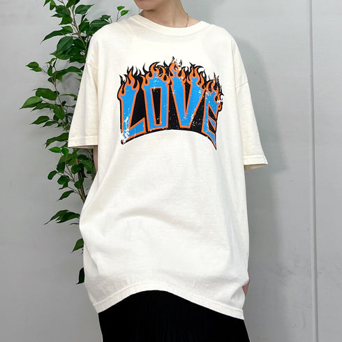 【MODISH GAZE】LOVEロゴプリント ピグメント加工 ビッグシルエットTシャツ