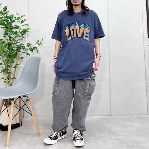 【MODISH GAZE】LOVEロゴプリント ピグメント加工 ビッグシルエットTシャツ