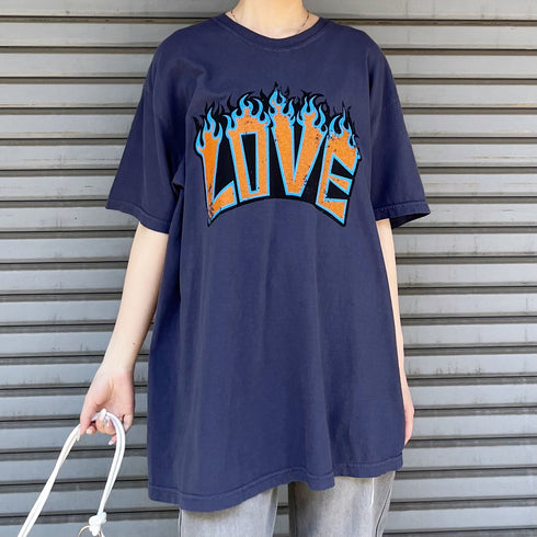 【MODISH GAZE】LOVEロゴプリント ピグメント加工 ビッグシルエットTシャツ