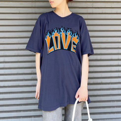 【MODISH GAZE】LOVEロゴプリント ピグメント加工 ビッグシルエットTシャツ