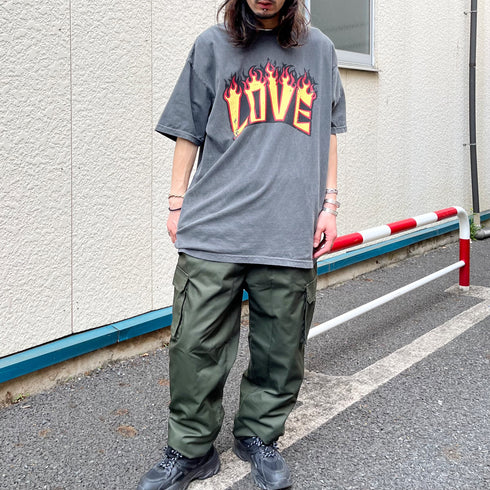 【MODISH GAZE】LOVEロゴプリント ピグメント加工 ビッグシルエットTシャツ