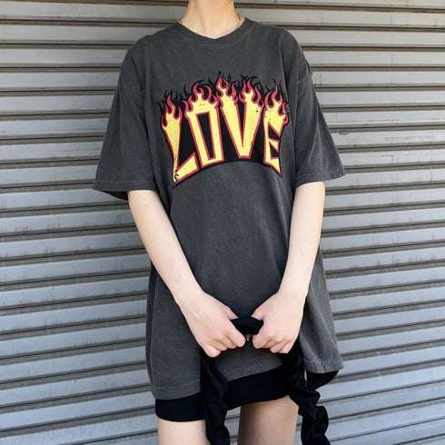 【MODISH GAZE】LOVEロゴプリント ピグメント加工 ビッグシルエットTシャツ