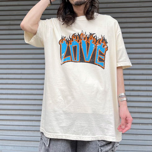 【MODISH GAZE】LOVEロゴプリント ピグメント加工 ビッグシルエットTシャツ