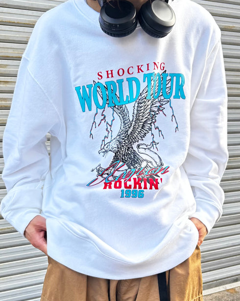 【MODISH GAZE】WORLD TOUR バンド風デザイン裏毛スウェット