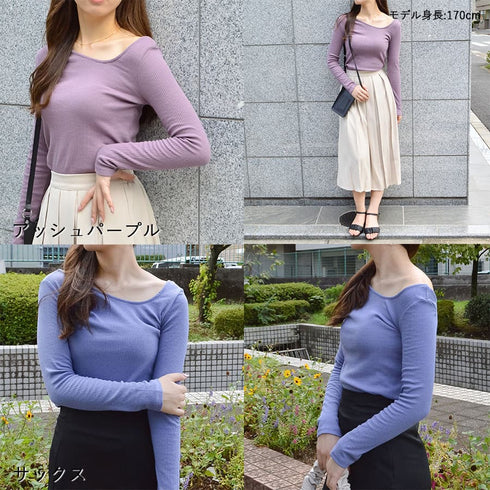 【&soiree】アシンメトリーリブニットトップス