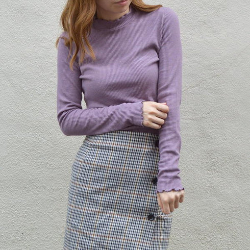 【&soiree】プチハイネックリブニットソー